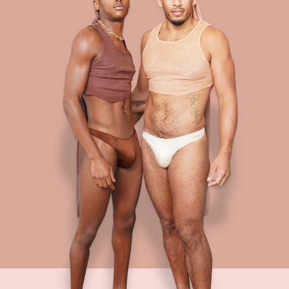 Nude 3 Piece Set Vintage Wash Raw Cut Top  With Cheeky Nude G-String Thong - Picture 2 of 5